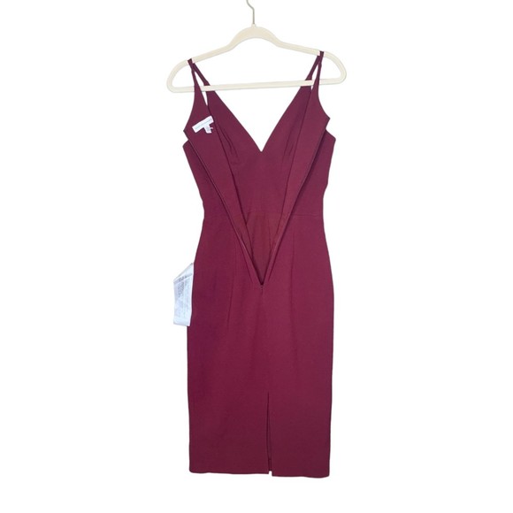 NWOT Dress The Population Lyla Sleek Form-Fitting Sheath Midi Dress in Plum XS - Picture 6 of 9